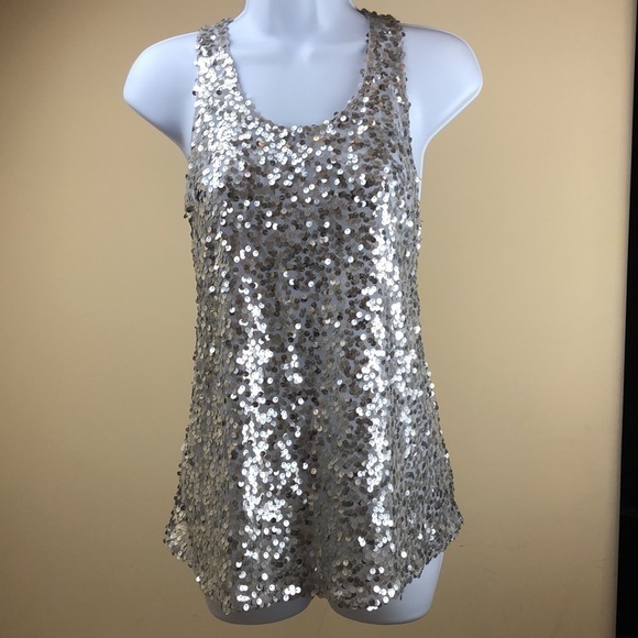 Free People Tops - Free People Silver Sequence top